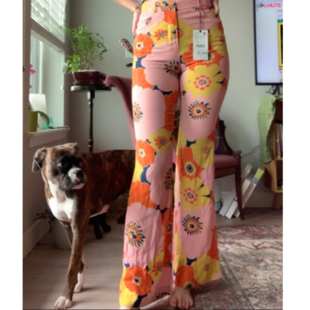 Zara flare flower pants